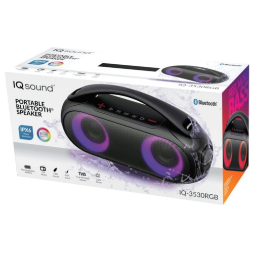 IQ Sound Portable Waterproof Bluetooth Speaker with RGB Lights