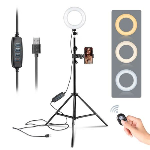 6-Inch LED Ring Light Kit with Tripod Stand & Bluetooth Remote