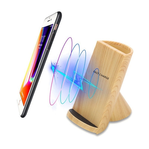 Wood Grain Wireless Charging Desk Organiser