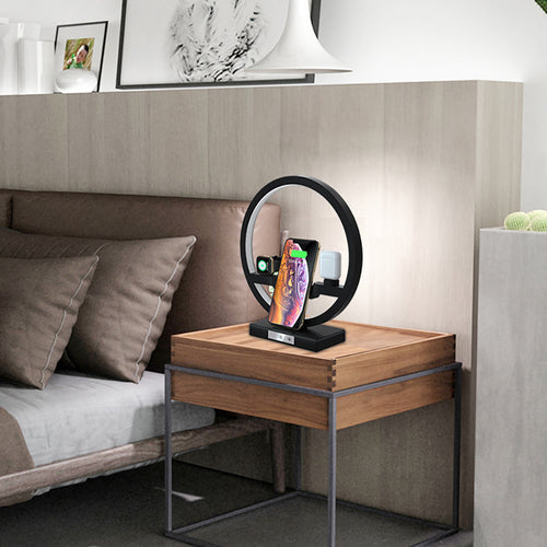3-in-1 Fast Wireless Charging Station with LED Lamp