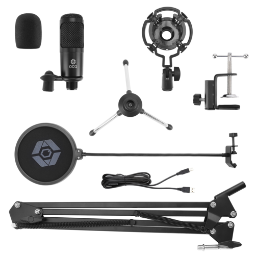 Professional USB Condenser Microphone Kit with Adjustable Boom Arm