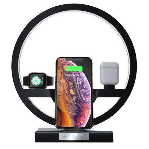3-in-1 Fast Wireless Charging Station with LED Lamp