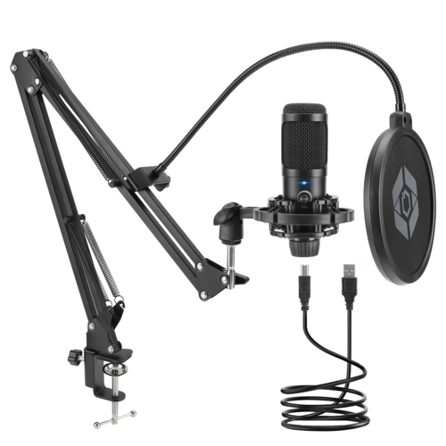 Professional USB Condenser Microphone Kit with Adjustable Boom Arm