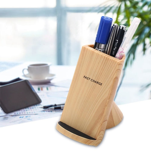 Wood Grain Wireless Charging Desk Organiser