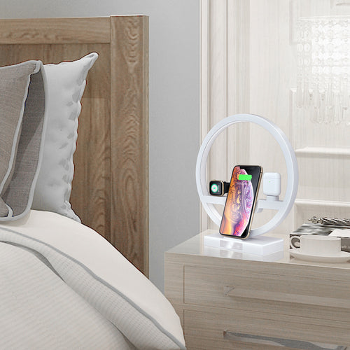 3-in-1 Fast Wireless Charging Station with LED Lamp