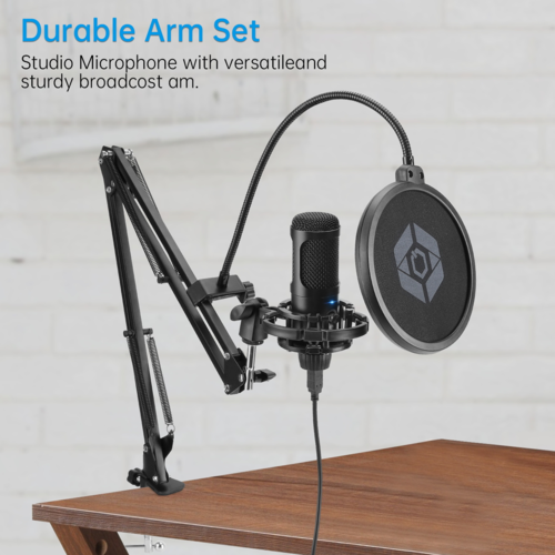Professional USB Condenser Microphone Kit with Adjustable Boom Arm