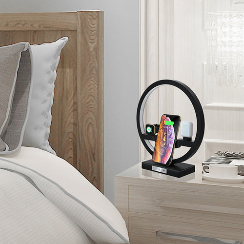 3-in-1 Fast Wireless Charging Station with LED Lamp